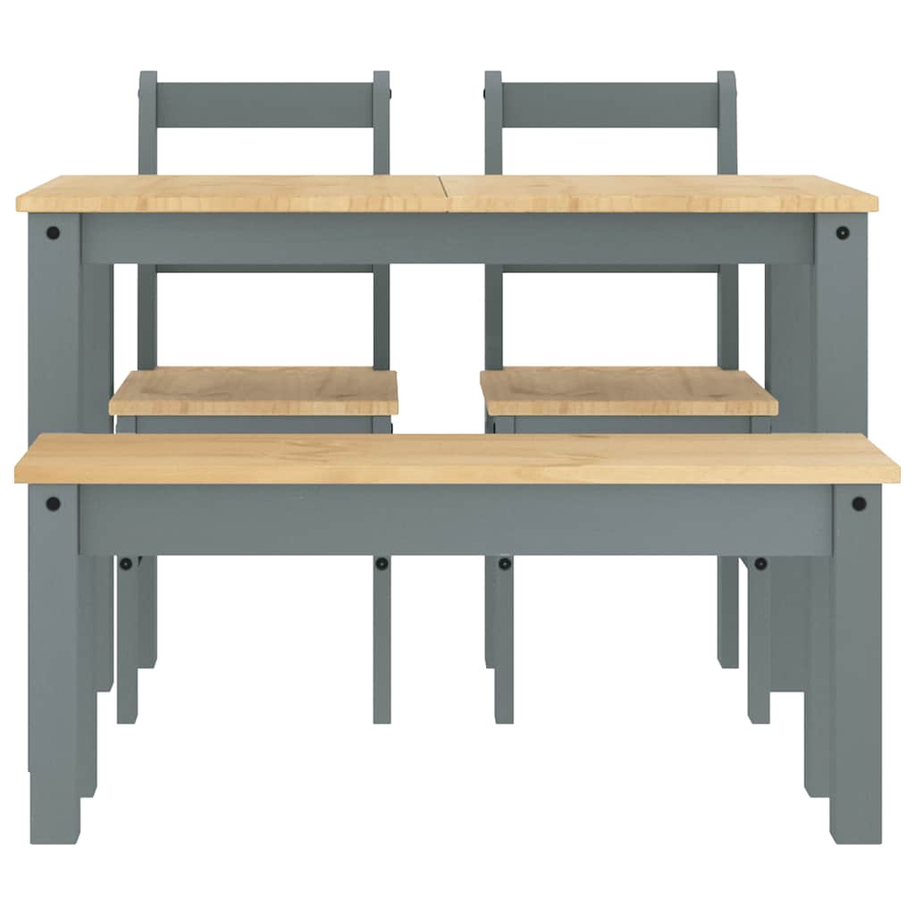 4 Piece Dining Set "PANAMA" Grey Solid Wood Pine