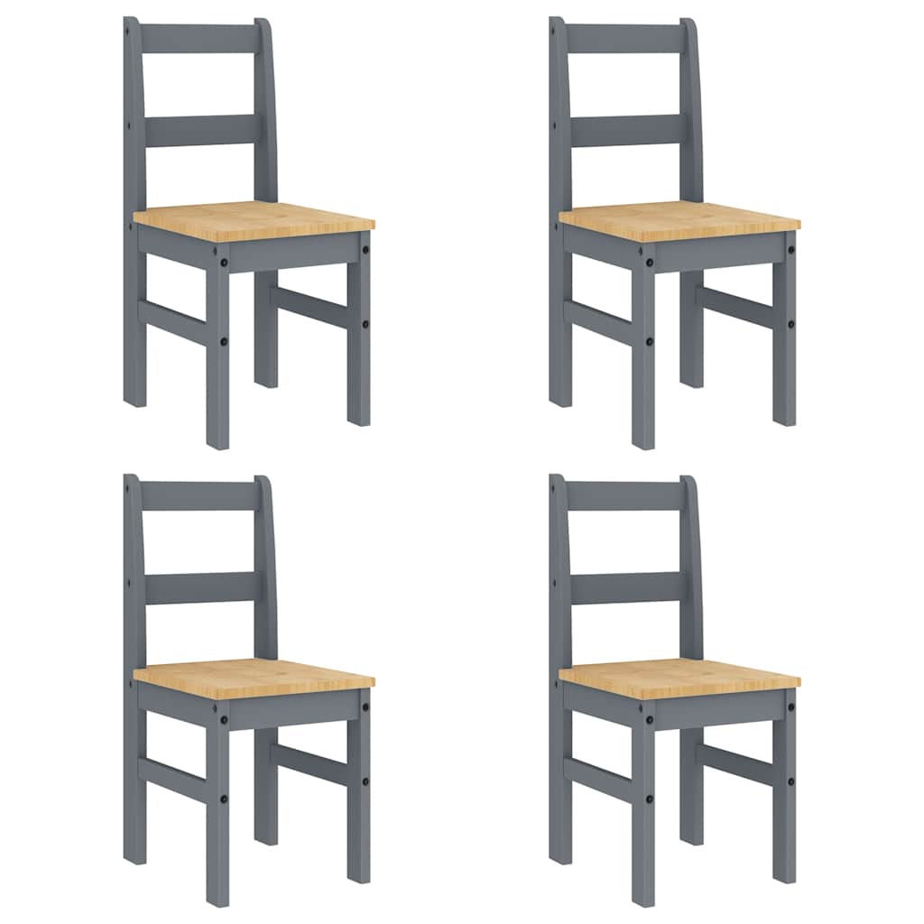 5 Piece Dining Set "PANAMA" Grey Solid Wood Pine
