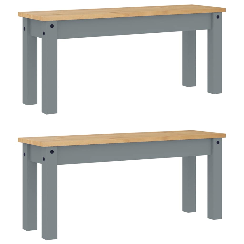 3 Piece Dining Set "PANAMA" Grey Solid Wood Pine