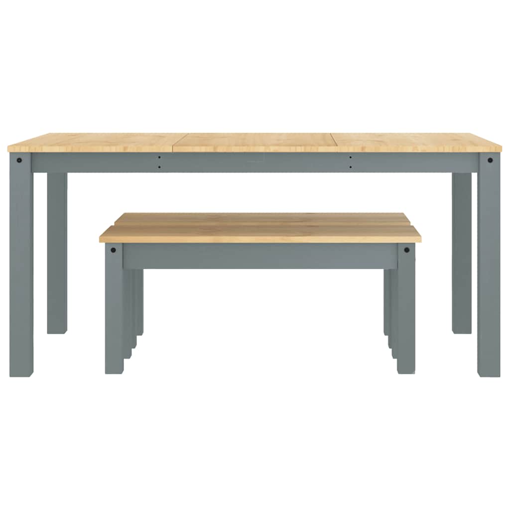 3 Piece Dining Set "PANAMA" Grey Solid Wood Pine