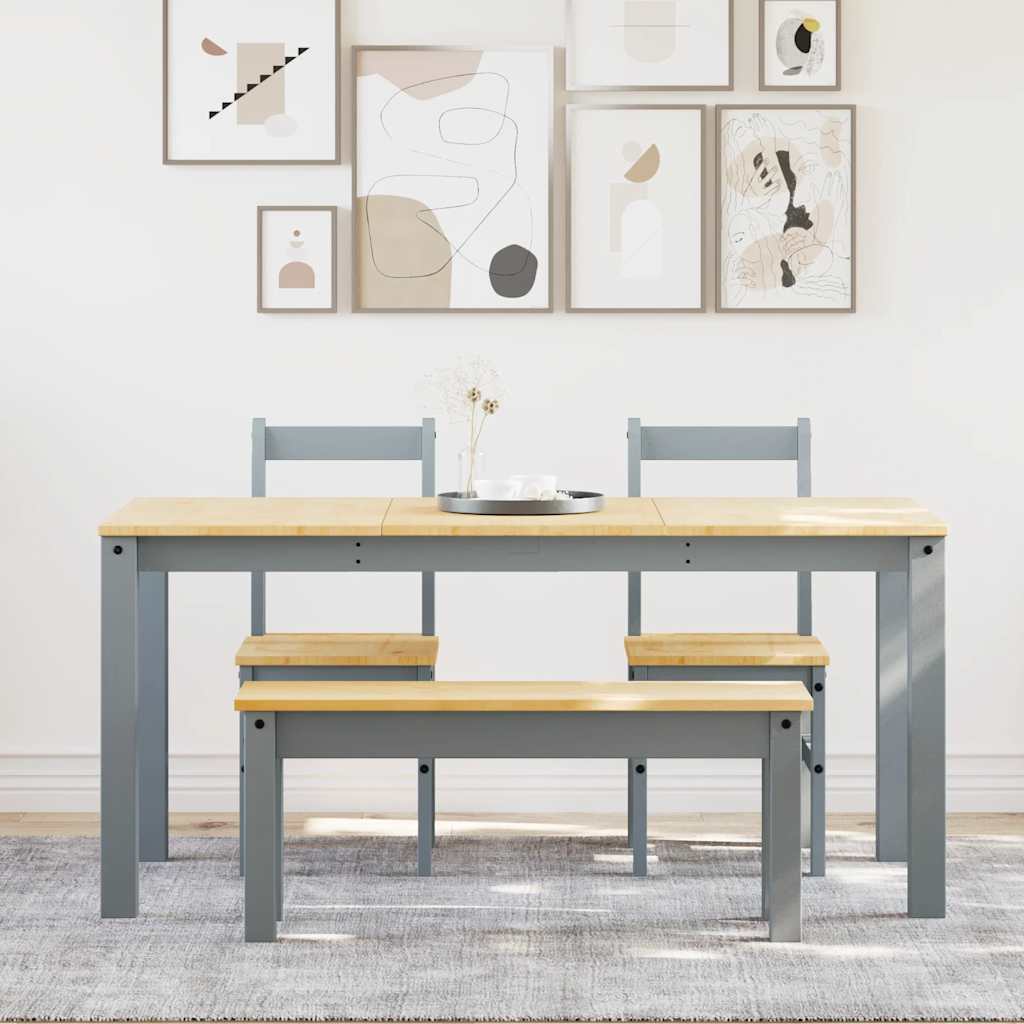 4 Piece Dining Set "PANAMA" Grey Solid Wood Pine
