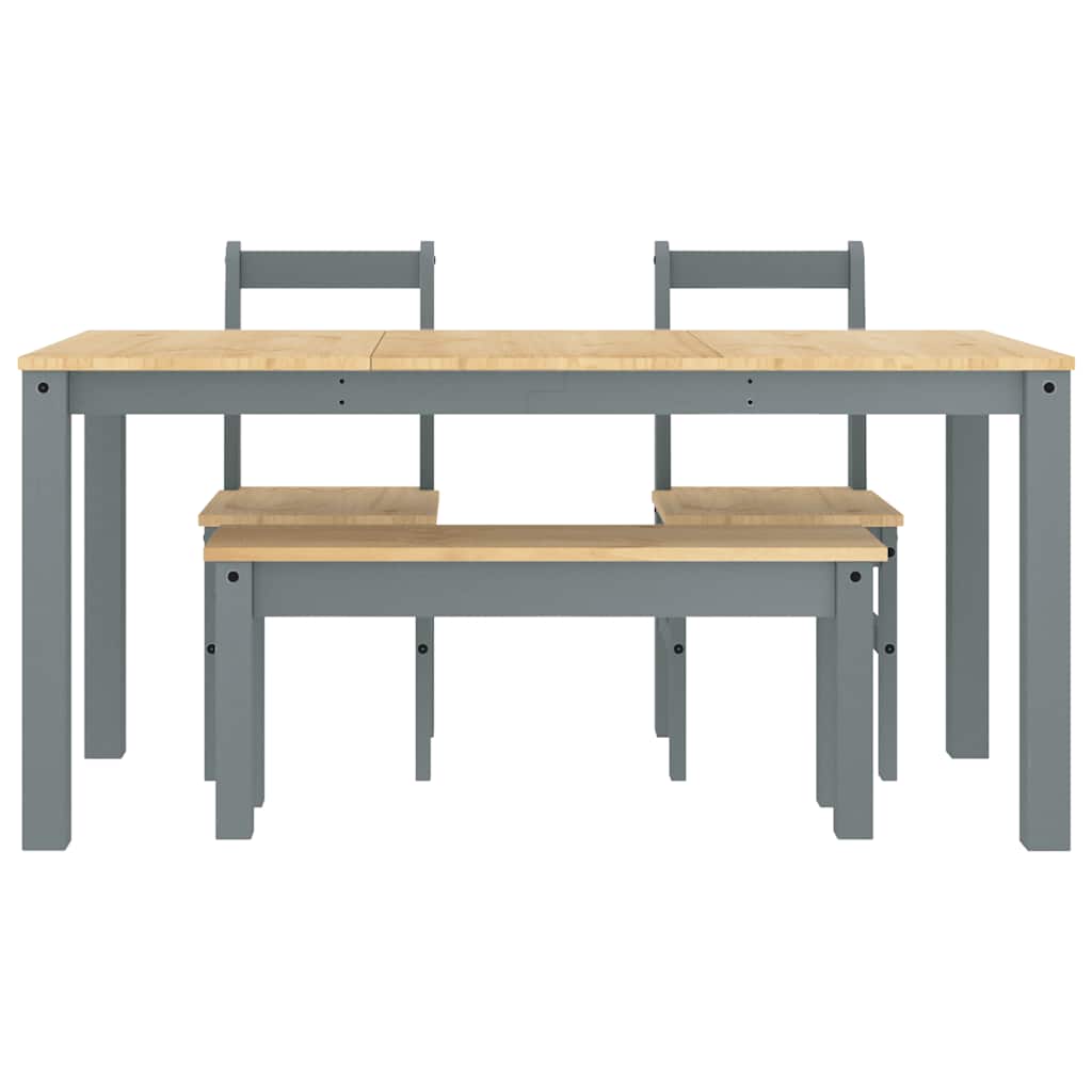 4 Piece Dining Set "PANAMA" Grey Solid Wood Pine