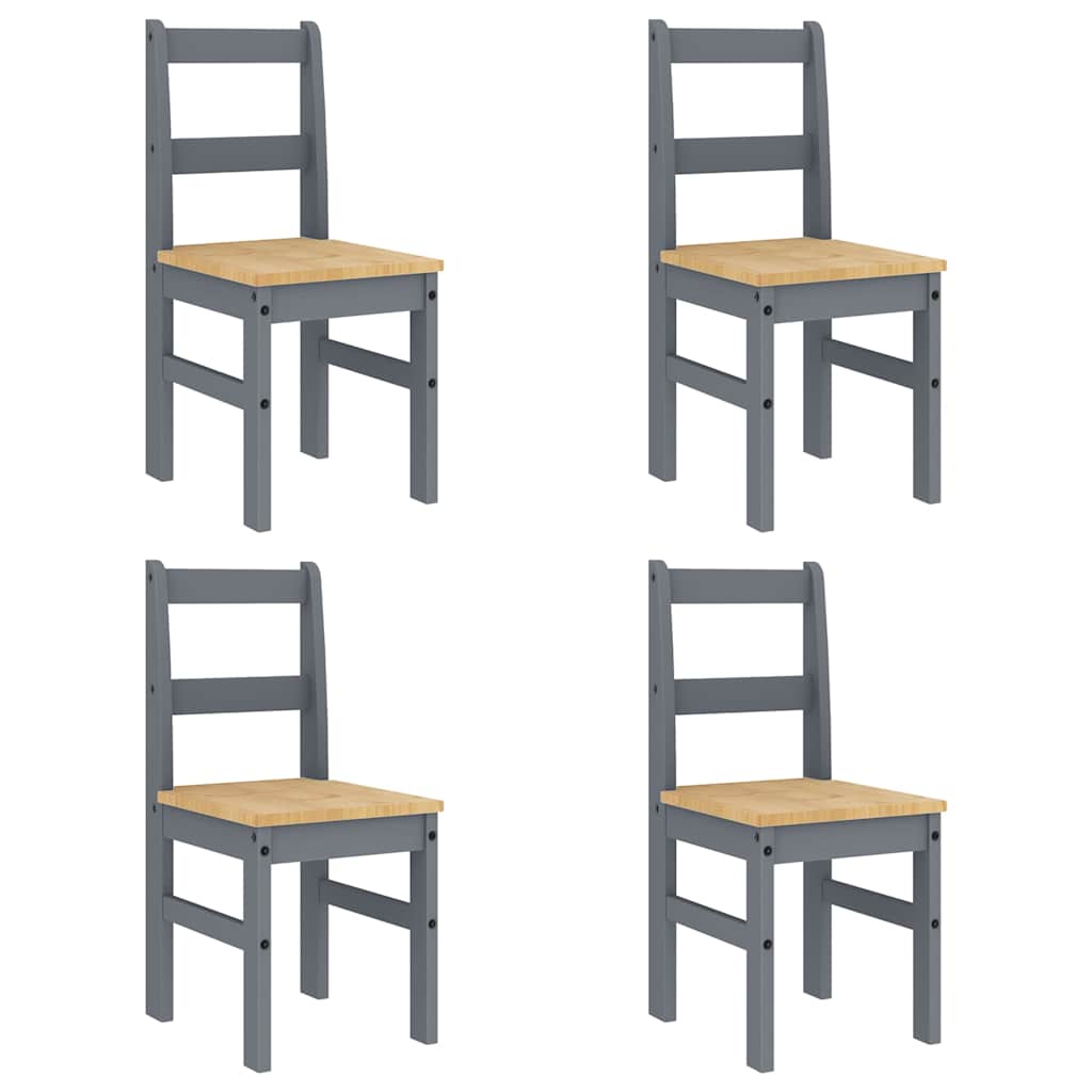 5 Piece Dining Set PANAMA Grey Solid Wood Pine