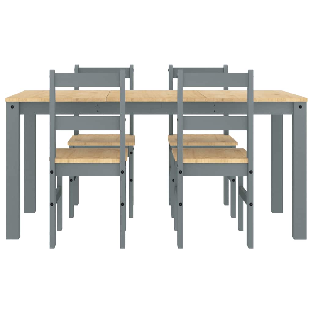 5 Piece Dining Set PANAMA Grey Solid Wood Pine