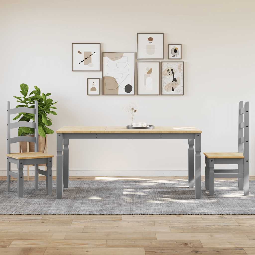 3 Piece Dining Set PANAMA Grey Solid Wood Pine