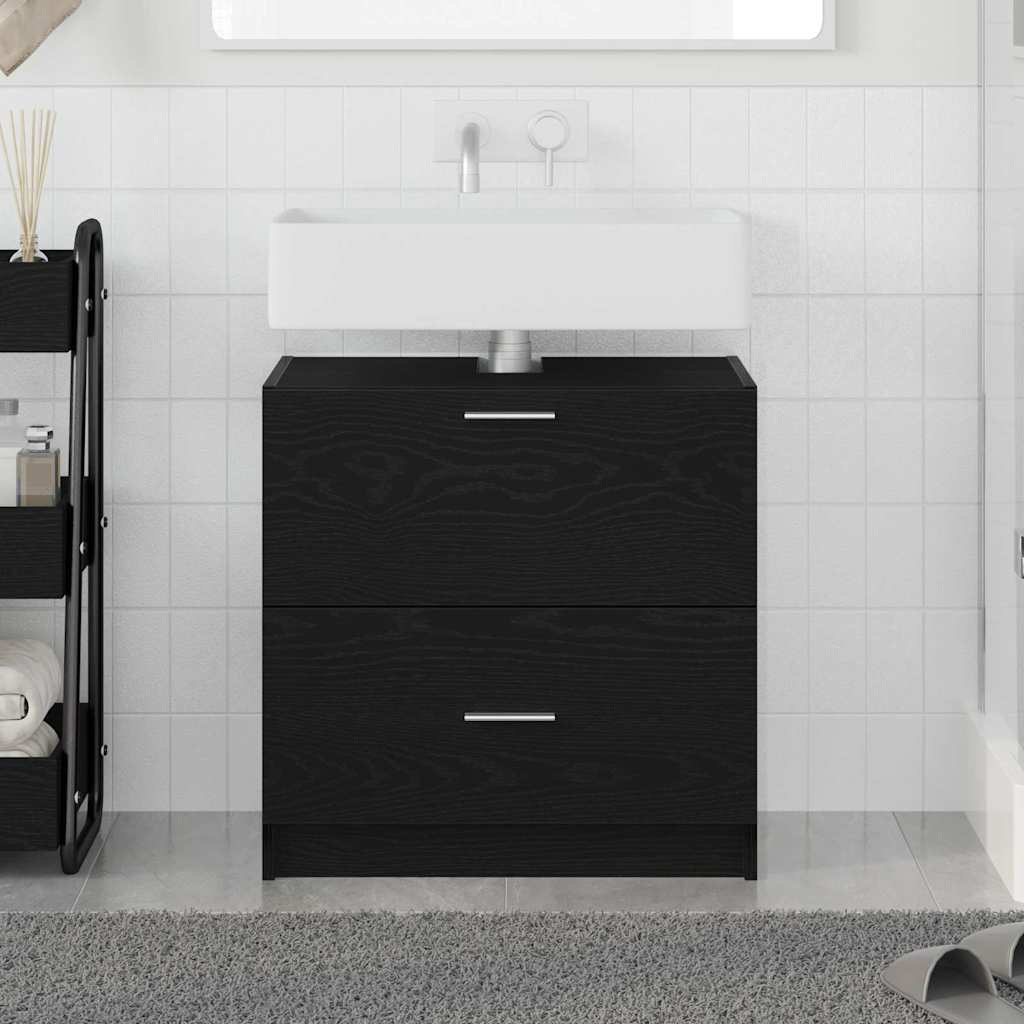 vidaXL Sink Cabinet Black Oak 59 x 37 x 59 cm Engineered wood