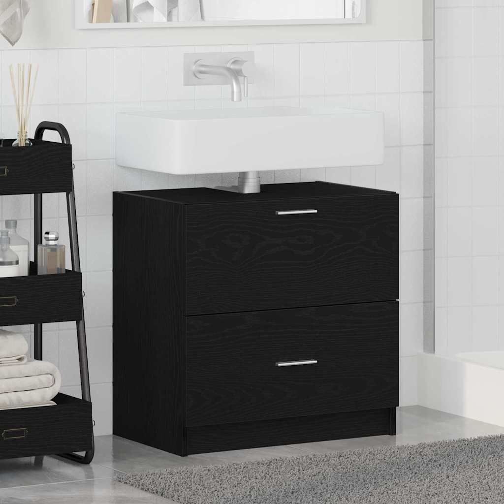 vidaXL Sink Cabinet Black Oak 59 x 37 x 59 cm Engineered wood