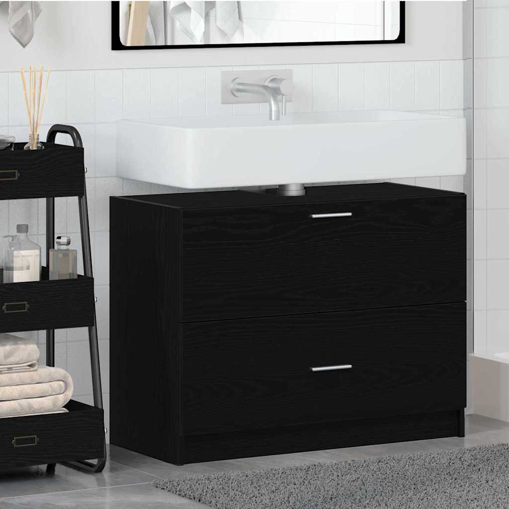 vidaXL Sink Cabinet Black Oak 78 x 37 x 59 cm Engineered wood