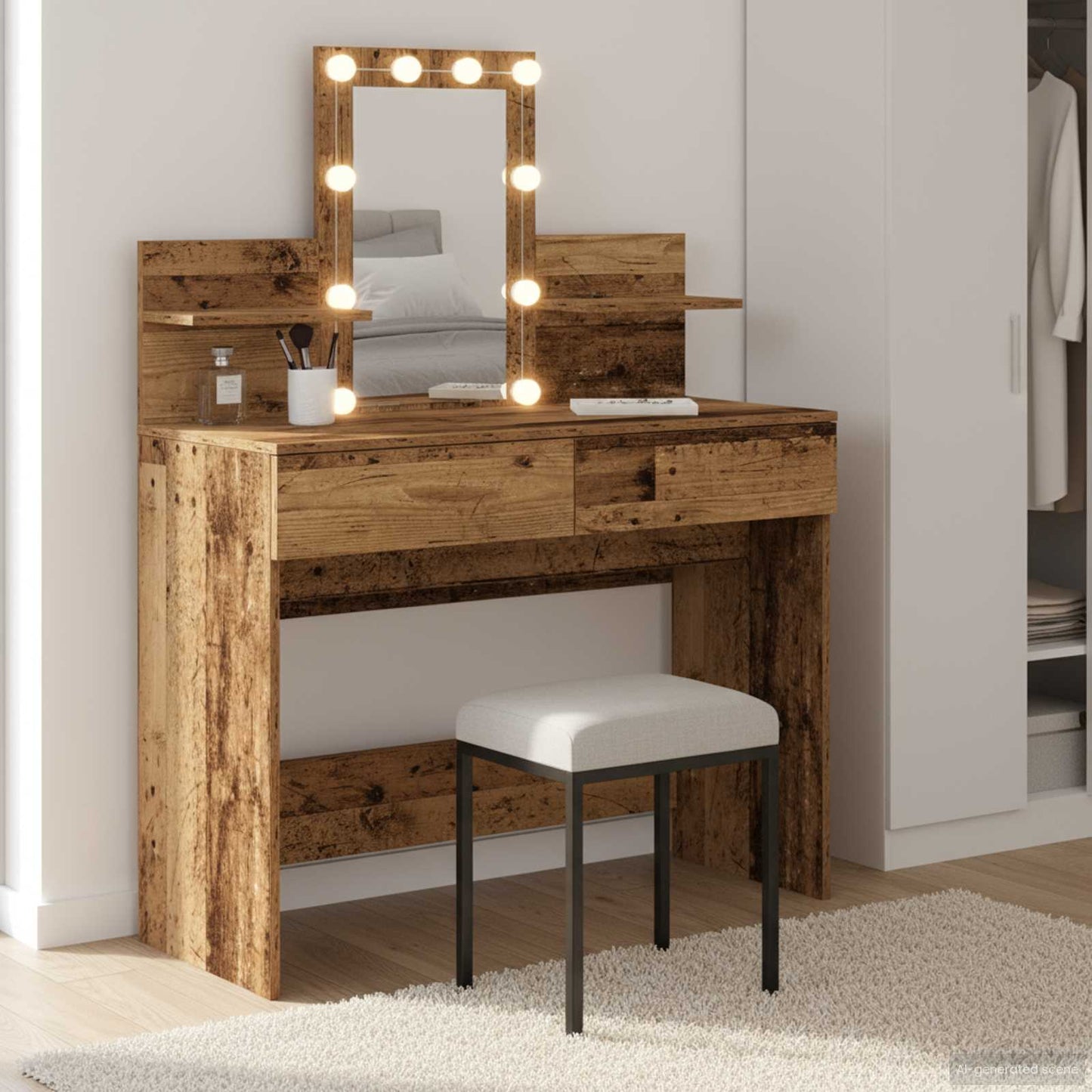 Dressing Table Old Wood 100 x 40 x 130 cm Engineered Wood