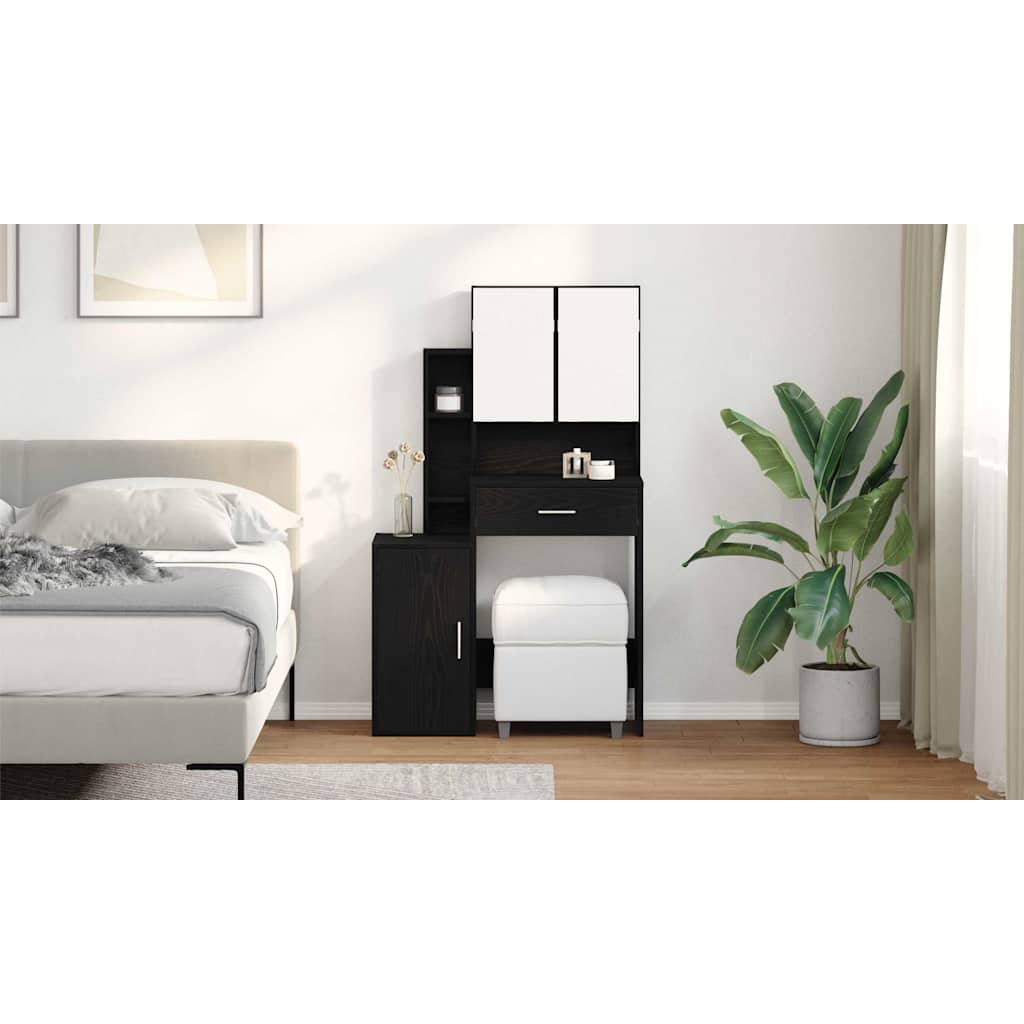 Dressing Table Black Oak 80 x 35 x 132 cm Engineered Wood
