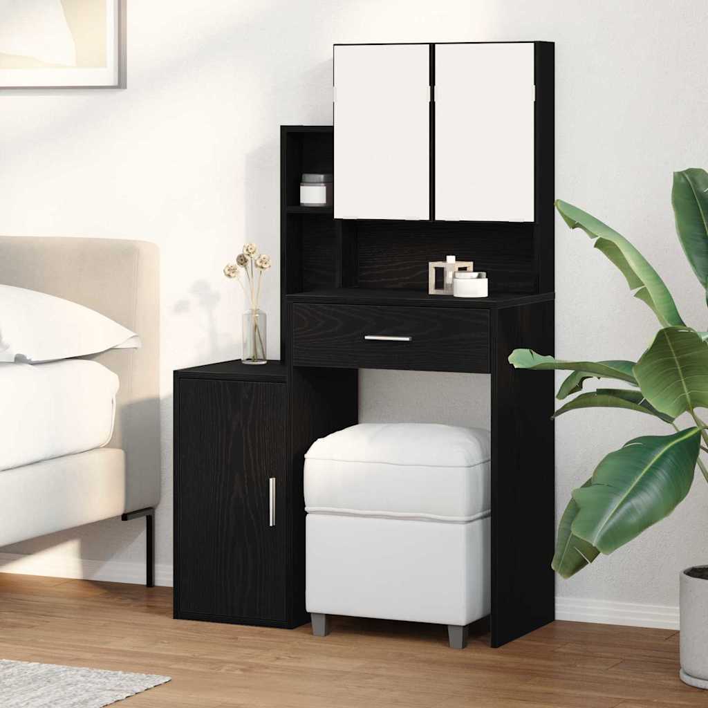 Dressing Table Black Oak 80 x 35 x 132 cm Engineered Wood