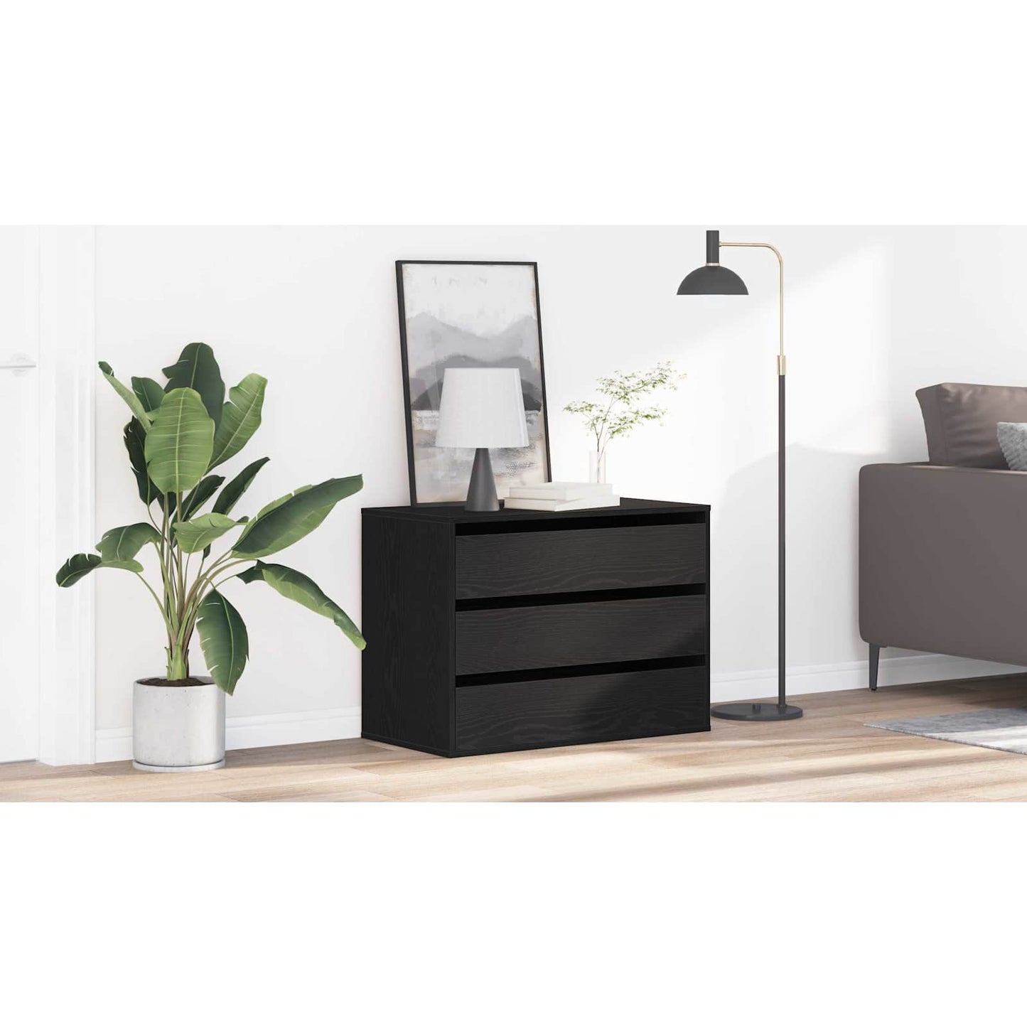 Drawer Cabinet Black 80 x 41 x 58 cm Engineered Wood