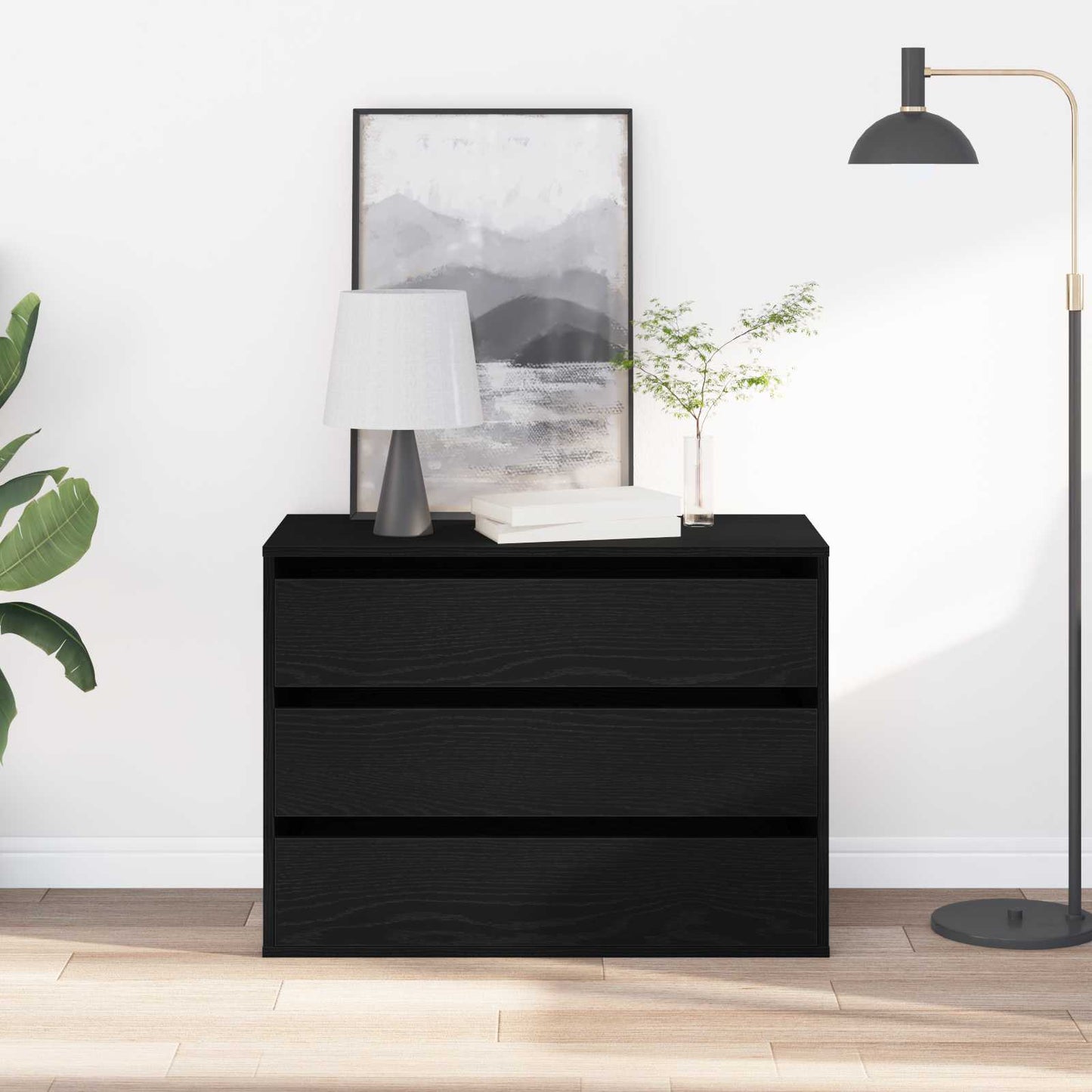 Drawer Cabinet Black 80 x 41 x 58 cm Engineered Wood