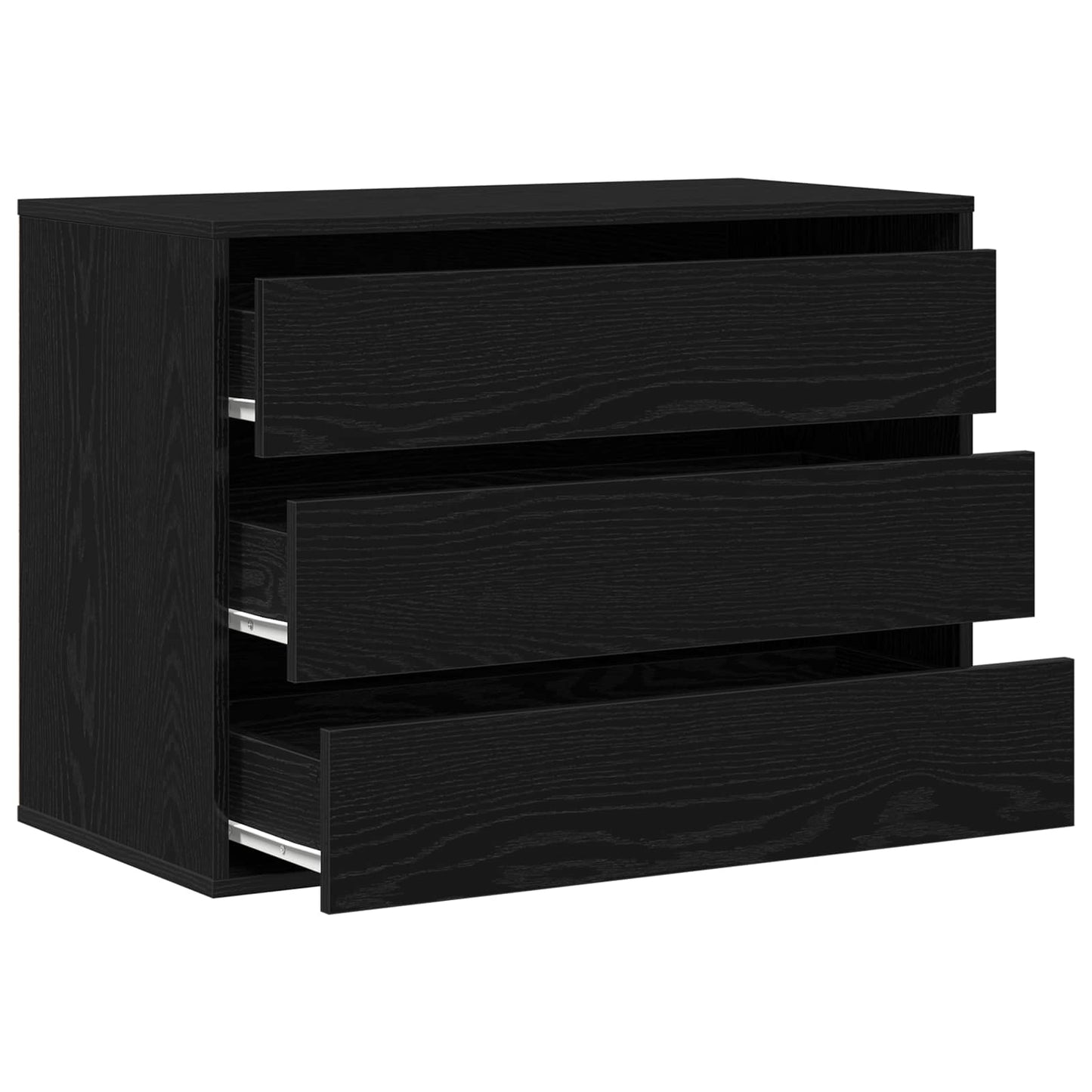 Drawer Cabinet 3-Drawer Black 80 x 41 x 58 cm Engineered Wood