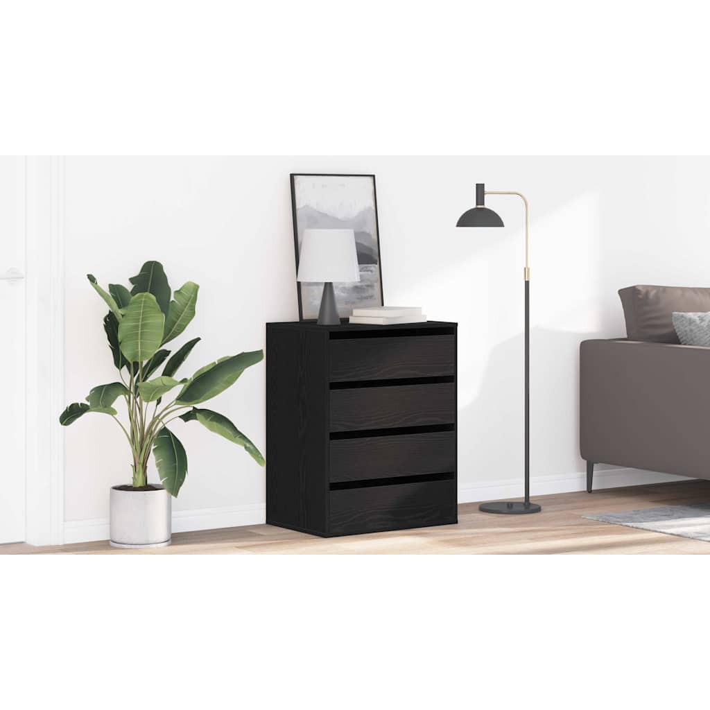 Drawer Cabinet Black 60 x 41 x 76 cm Engineered Wood