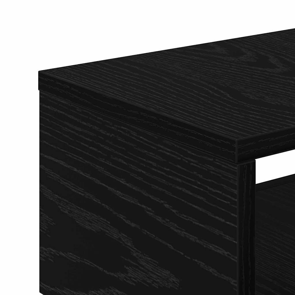 Bathroom Furniture Set with Wheel Black Oak 33 x 23 x 65 cm