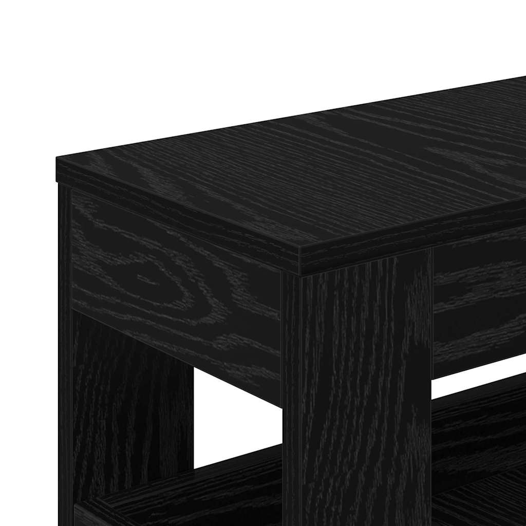 Bathroom Furniture Set with Wheel Black Oak 65 x 23 x 87 cm