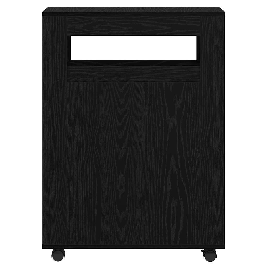 Bathroom Furniture Set with Wheel Black Oak 65 x 23 x 87 cm