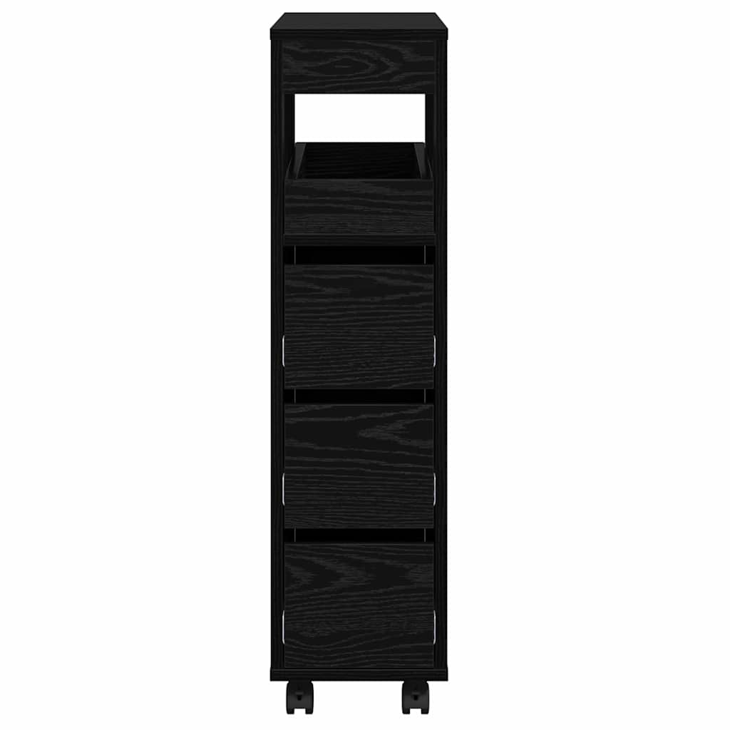 Bathroom Furniture Set with Wheel Black Oak 65 x 23 x 87 cm