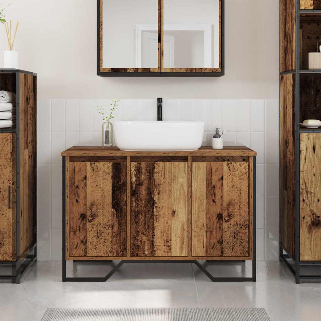 vidaXL Sink Cabinet with Door Old Wood 91 x 35 x 60 cm Engineered wood