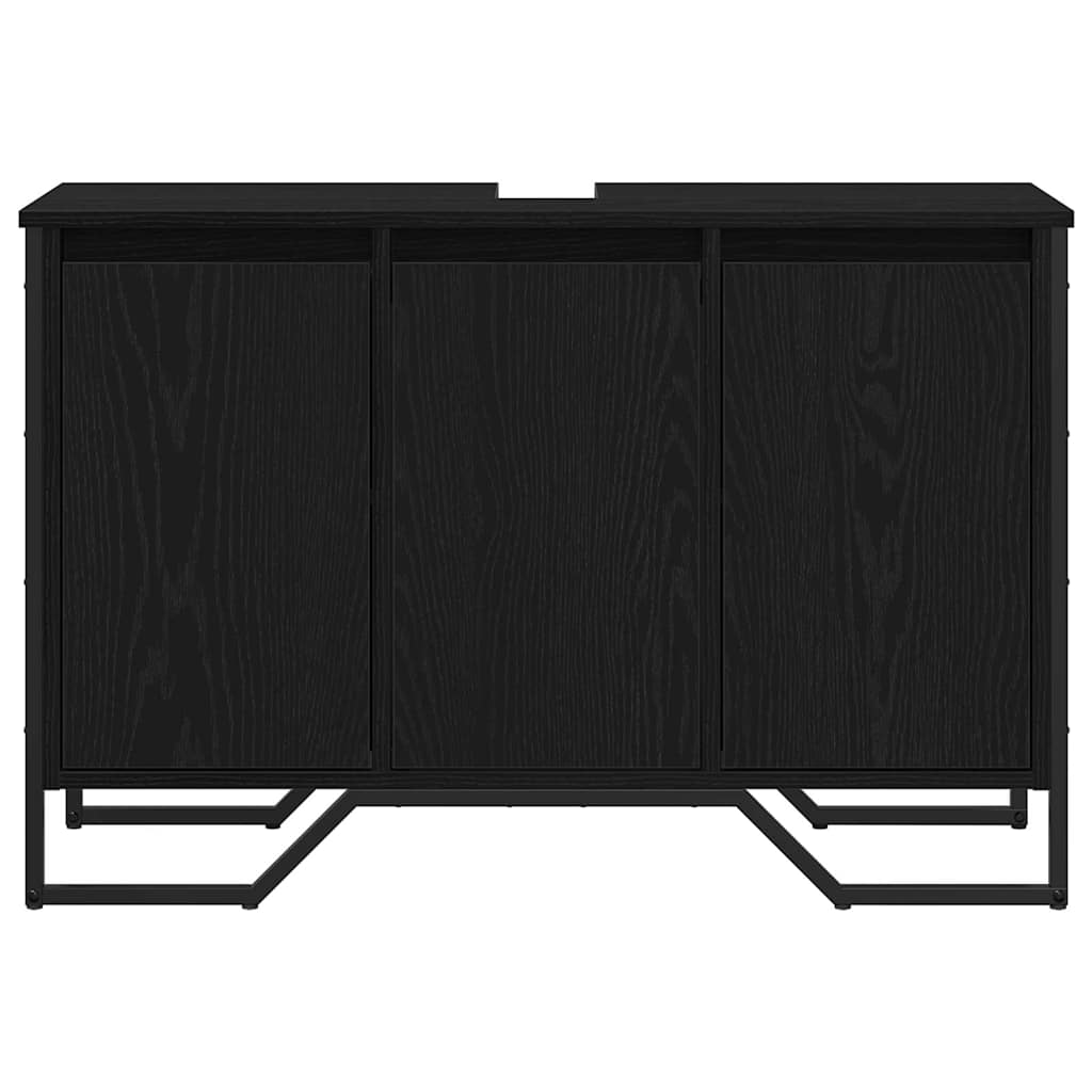 vidaXL Sink Cabinet Black Oak 91 x 35 x 60 cm Engineered wood