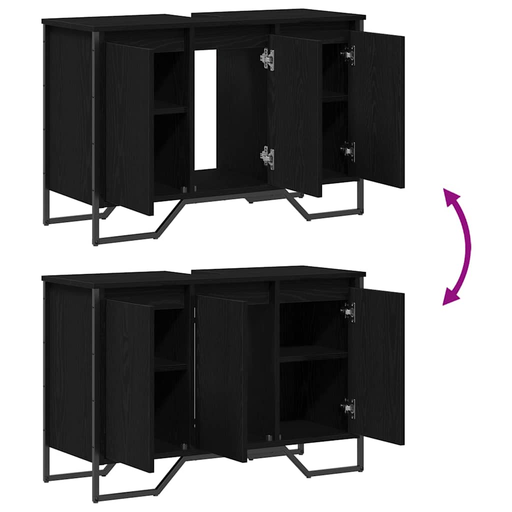 vidaXL Sink Cabinet Black Oak 91 x 35 x 60 cm Engineered wood