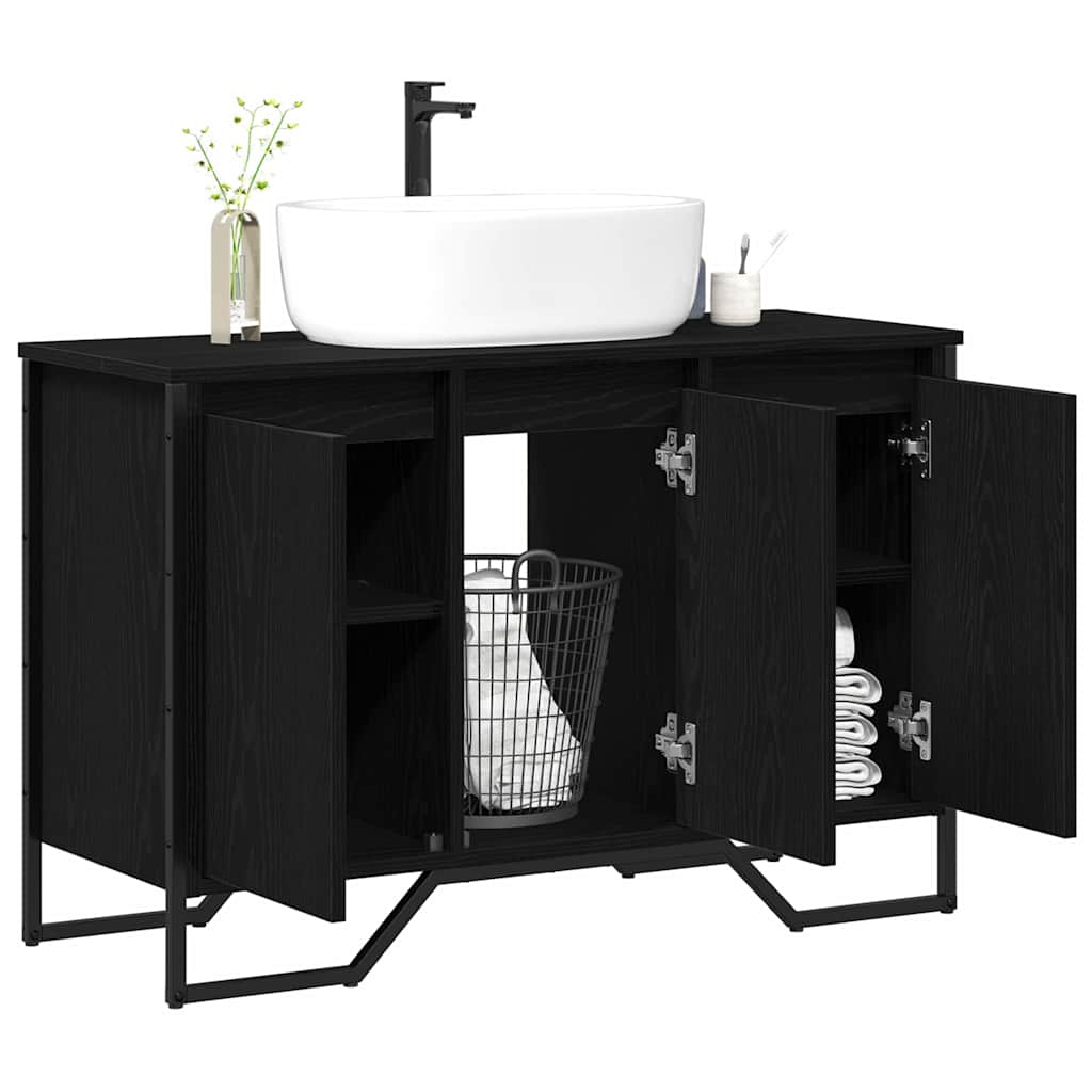 vidaXL Sink Cabinet Black Oak 91 x 35 x 60 cm Engineered wood