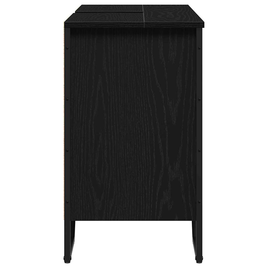 vidaXL Sink Cabinet Black Oak 91 x 35 x 60 cm Engineered wood