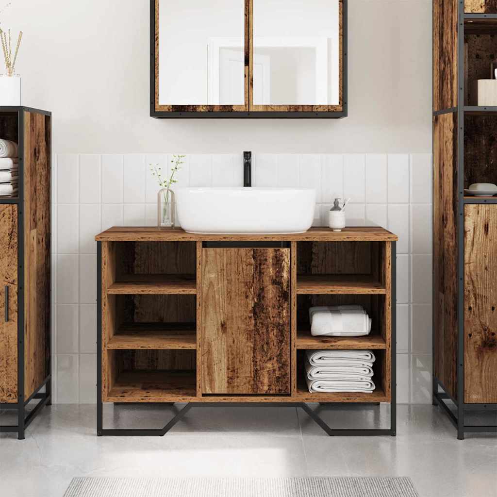 vidaXL Sink Cabinet with Door Old Wood 91 x 35 x 60 cm Engineered wood