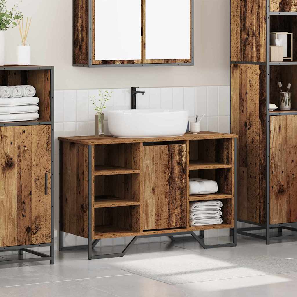 vidaXL Sink Cabinet with Door Old Wood 91 x 35 x 60 cm Engineered wood