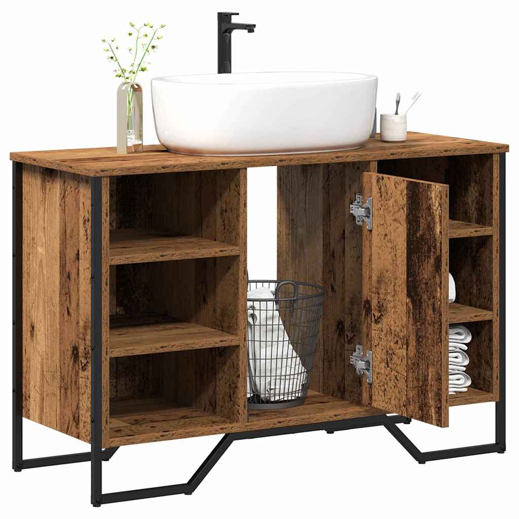 vidaXL Sink Cabinet with Door Old Wood 91 x 35 x 60 cm Engineered wood