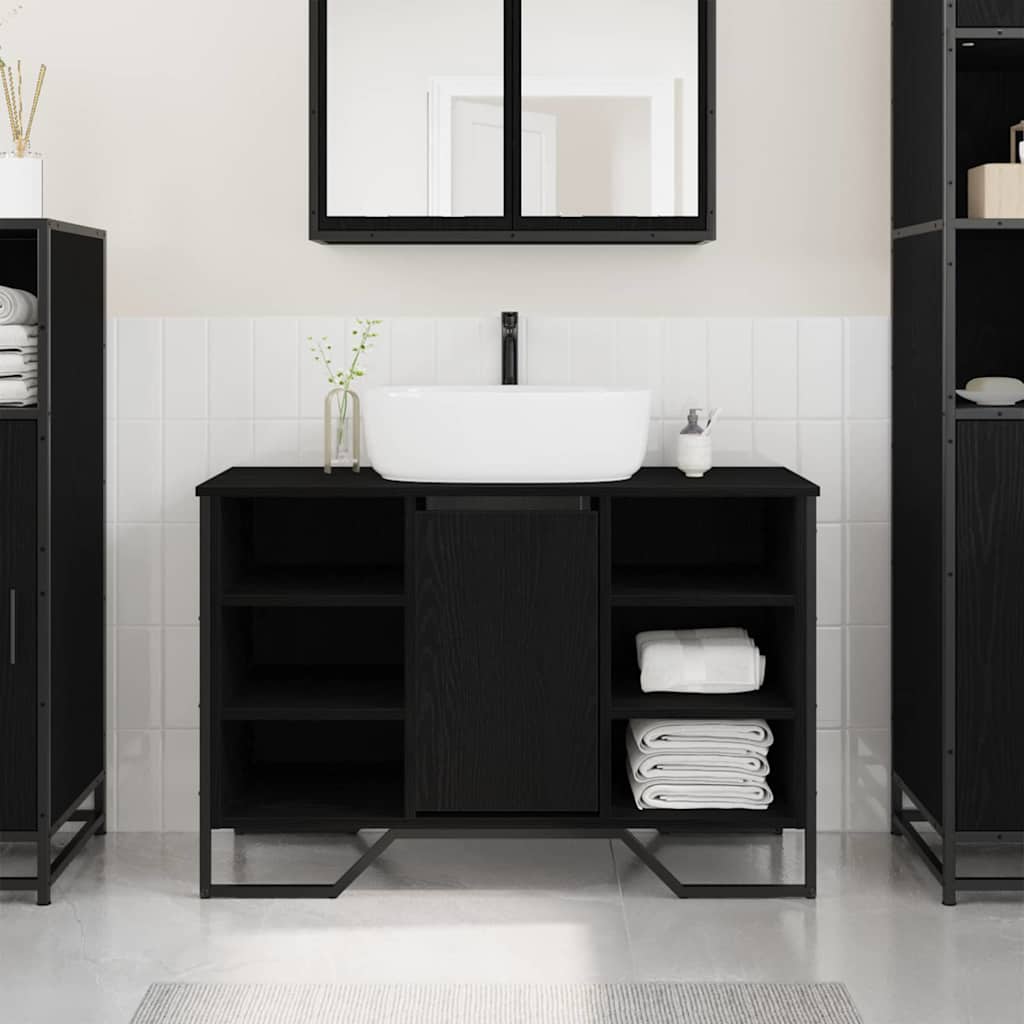vidaXL Sink Cabinet Black Oak 91 x 35 x 60 cm Engineered wood