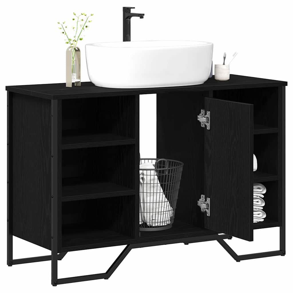 vidaXL Sink Cabinet Black Oak 91 x 35 x 60 cm Engineered wood