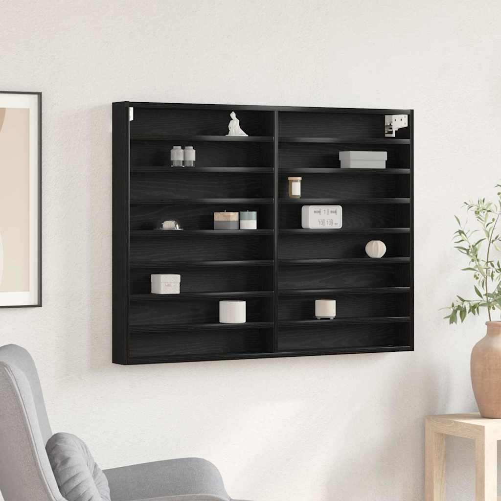 Display Cabinet Black Oak 100 x 8.5 x 75 cm Engineered Wood