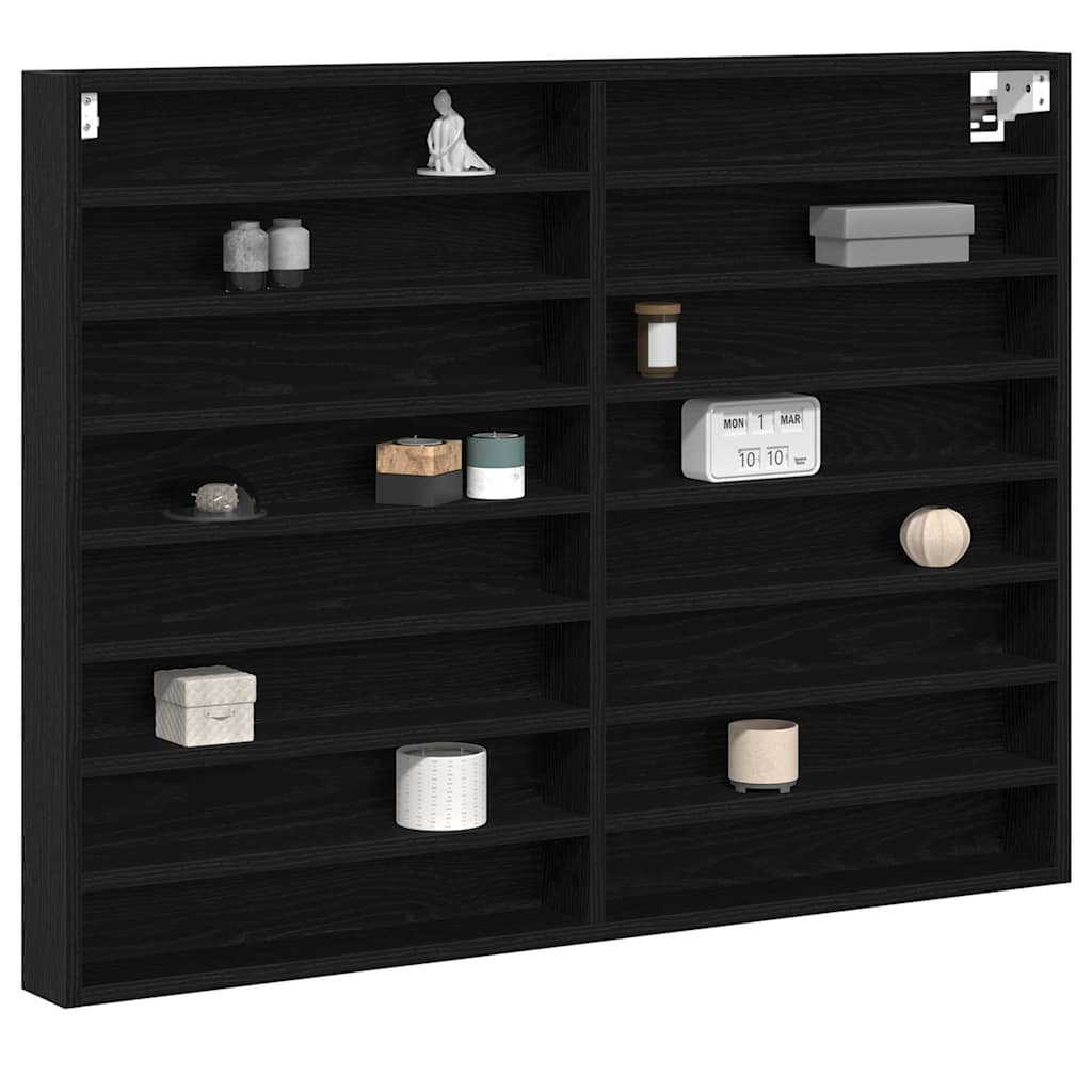 Display Cabinet Black Oak 100 x 8.5 x 75 cm Engineered Wood