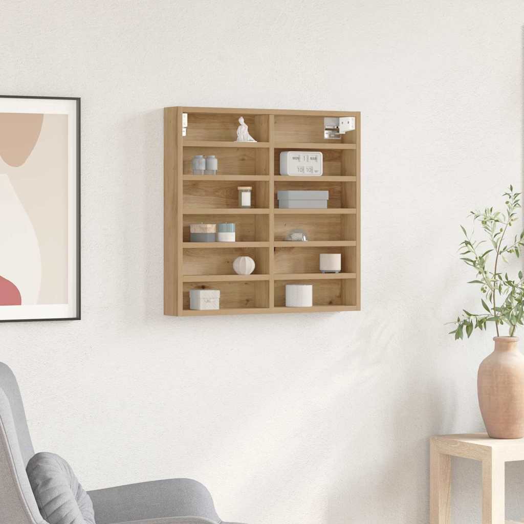Display Cabinet Wall-Mounted Artisan Oak 60 x 8.5 x 58 cm