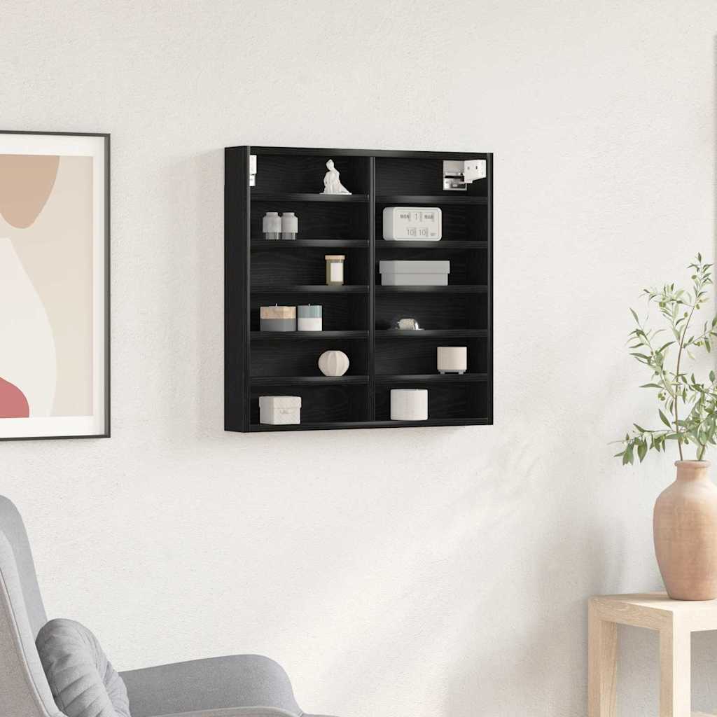 Display Cabinet Wall-Mounted Black Oak 60 x 8.5 x 58 cm