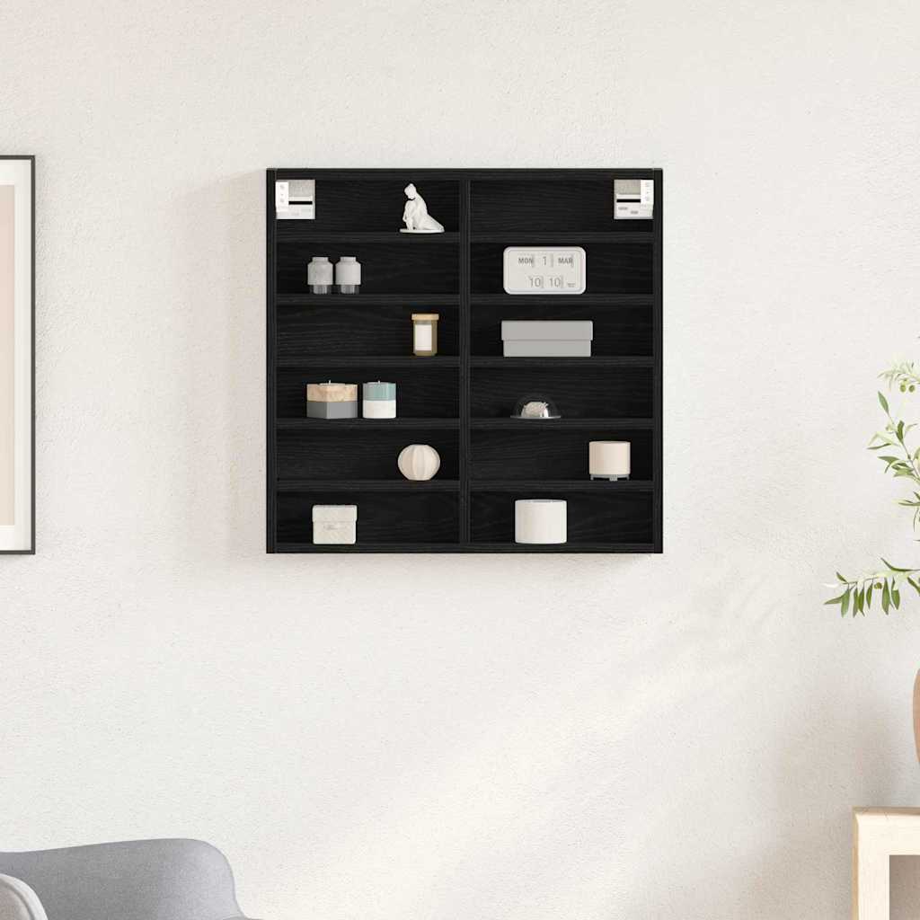 Display Cabinet Wall-Mounted Black Oak 60 x 8.5 x 58 cm