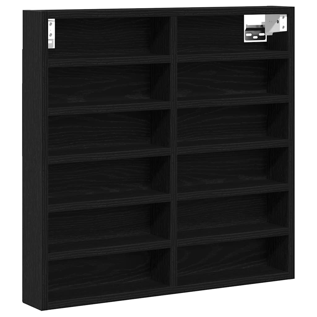 Display Cabinet Wall-Mounted Black Oak 60 x 8.5 x 58 cm