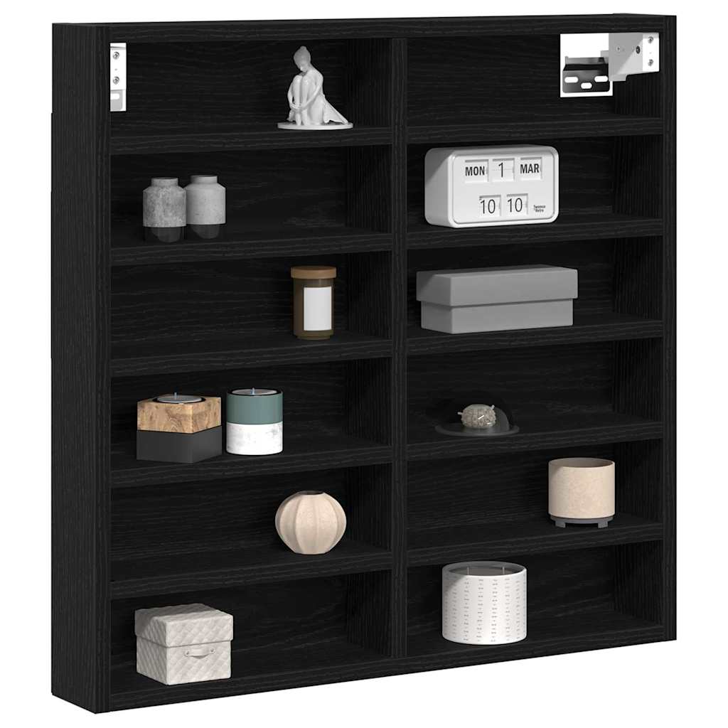 Display Cabinet Wall-Mounted Black Oak 60 x 8.5 x 58 cm