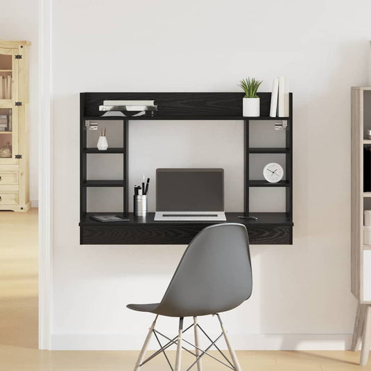vidaXL Wall-Mounted Desk Black oak 105 x 48 x 75 cm Engineered wood