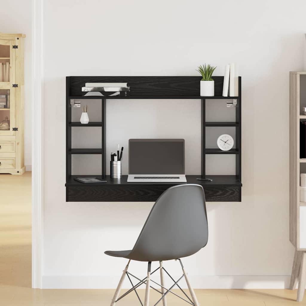 Wall-Mounted Desk Black oak Engineered wood 105 x 48 x 75 cm