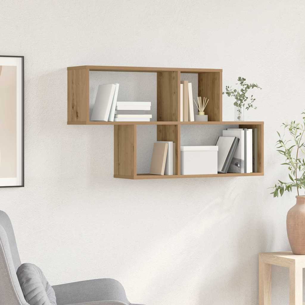 Wall Shelf Wall-Mounted Brown Engineered Wood