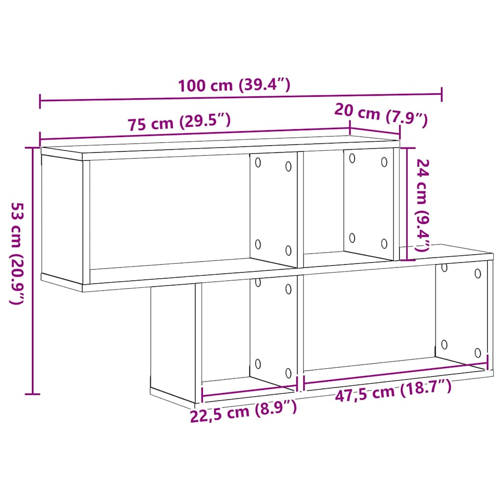 Wall Shelf with Shelf Wall-mounted Brown Engineered Wood