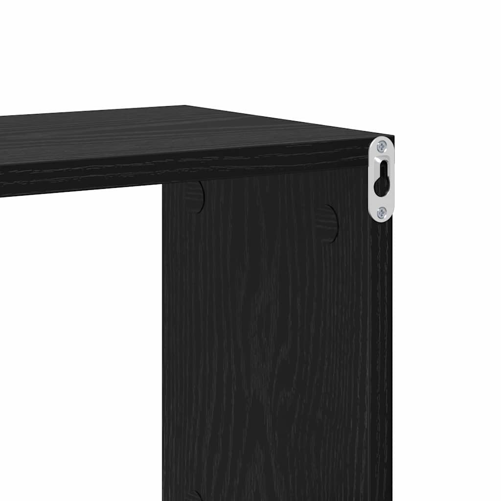 Wall Shelf with Shelf Wall-mounted Black Engineered Wood
