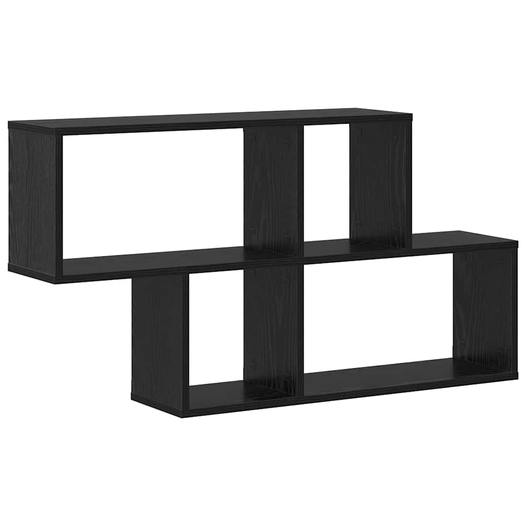 Wall Shelf Wall-Mounted Black Engineered Wood