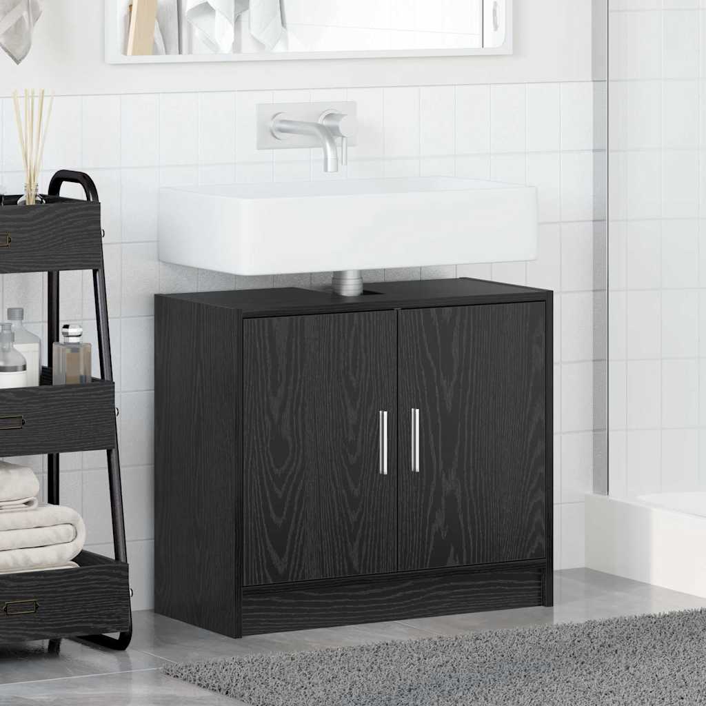 vidaXL Sink Cabinet Black Oak 63 x 29 x 55 cm Engineered wood
