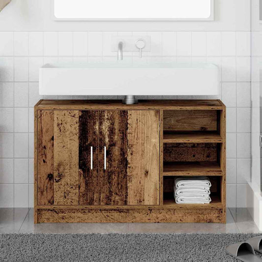 vidaXL Sink Cabinet with Door Old Wood 90 x 29 x 55 cm Engineered wood