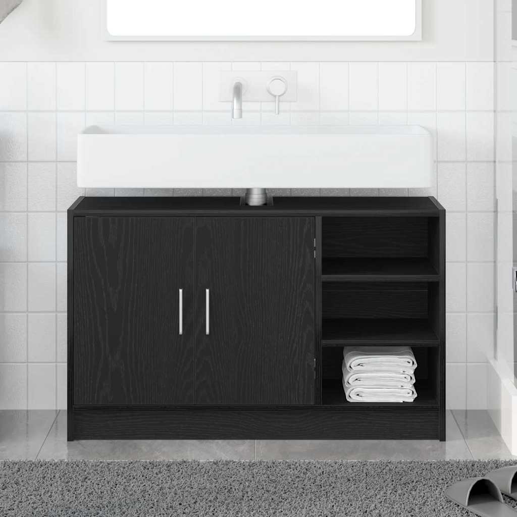 vidaXL Sink Cabinet Black Oak 90 x 29 x 55 cm Engineered wood