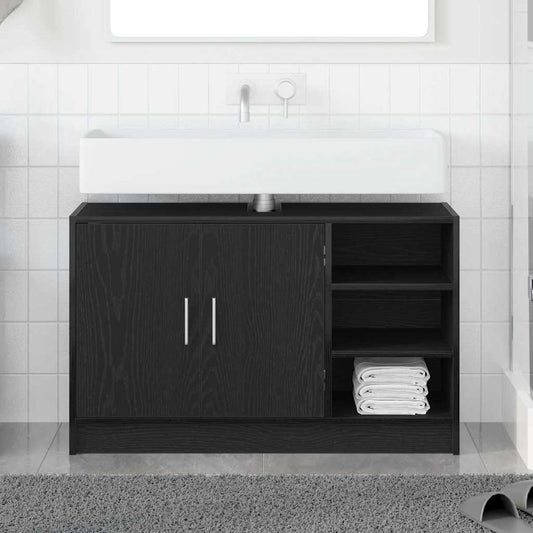 vidaXL Sink Cabinet Black Oak 90 x 29 x 55 cm Engineered wood